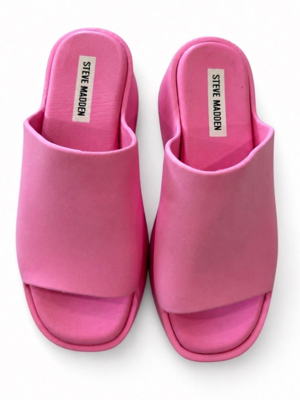 Steve Madden Pink Platform Slide Sandals Size 7 Chunky Comfort Slides - Picture 2 of 9